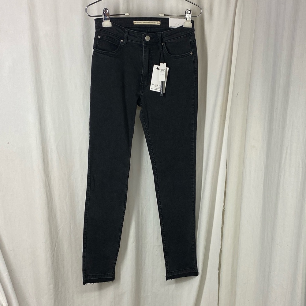 NEW Brave Soul London 8 US Asos 12/40 UK Black Raw Hem Brad Jeans Skinny NWT